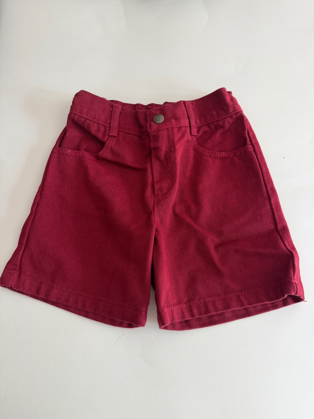 Vintage 90s GUESS Girls Unisex Toddler Red Burgundy Shorts 3Y Logo Elastic Waist